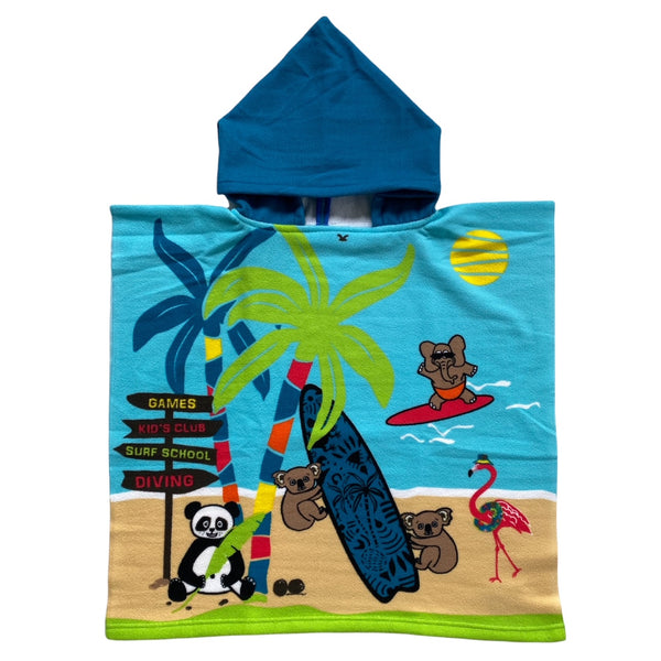 Poncho microfibre enfants - 60x120 cm 250 g/m² - Poncho enfant microfibre motif imprimé - Léger, idéal pour la plage, la piscine et le bain - LE COMPTOIR DE LA PLAGE