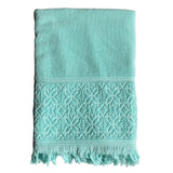 serviette de bain éponge velours unie ciselée romance aqua 90x170 cm, 100 % coton, 460 g/m², légère et absorbante, idéale salle de bain, piscine et plage