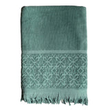 serviette de bain éponge velours unie ciselée romance fougere 90x170 cm, 100 % coton, 460 g/m², légère et absorbante, idéale salle de bain, piscine et plage