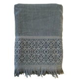serviette de bain éponge velours unie ciselée romance grise 90x170 cm, 100 % coton, 460 g/m², légère et absorbante, idéale salle de bain, piscine et plage