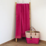 serviette de bain éponge velours unie shady fuchsia 90x160 cm, 100 % coton, 370 g/m², légère et absorbante, idéale salle de bain, piscine et plage