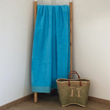 serviette de bain éponge velours unie shady turquoise 90x160 cm, 100 % coton, 370 g/m², légère et absorbante, idéale salle de bain, piscine et plage