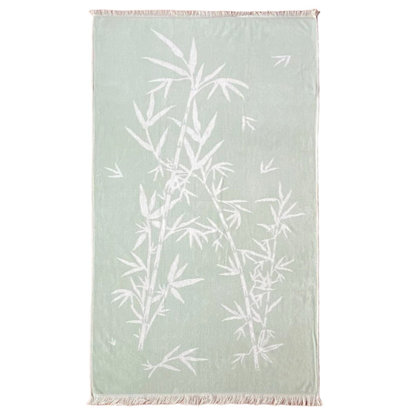 Serviette de plage vert d'eau coton Bamboo, large - Le comptoir de la plage