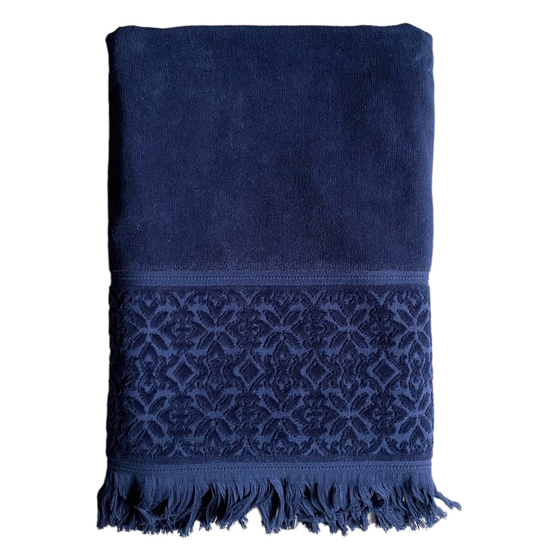 Serviette de plage bleu marine Romance - Le comptoir de la plage