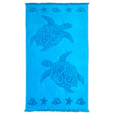 Serviette de bain bleu coton Atoll, large - Le comptoir de la plage