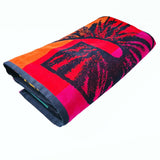 serviette de plage éponge velours jacquard kymata L 100x175 cm en coton 470 g/m² douce et absorbante, idéale plage et piscine