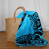 serviette de plage éponge velours jacquard turquoise turtle L 100x175 cm en coton 470 g/m² douce et absorbante, idéale plage et piscine.
