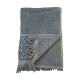 zoom serviette de bain éponge velours unie ciselée romance grise 90x170 cm, 100 % coton, 460 g/m², légère et absorbante, idéale salle de bain, piscine et plage